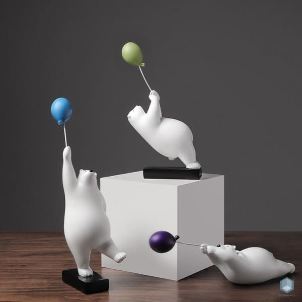 Polar Bear Balloon figurine - Figurine Luxury Home Decor